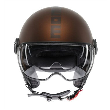 CASCO JET FGTR EVO MOMODESIGN E2206 MARRONE SCRITTA NERA