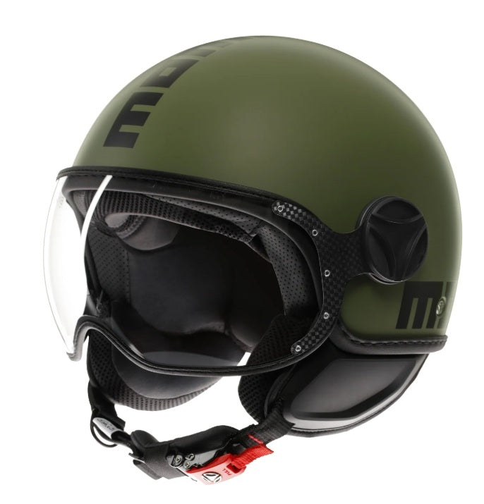 CASCO JET FGTR CLASSIC MOMODESIGN E2206 VERDE MILITARY SCRITTA NERA