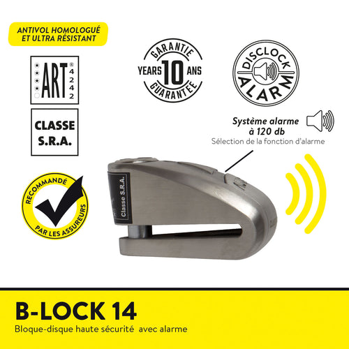 BLOCCADISCO SONORO B-LOCK-14 ACCIAIO CLASSE SRA