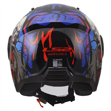 CASCO JET LS2 OF616 AIRFLOW II ZOMBIE II BLACK RED BLUE 06