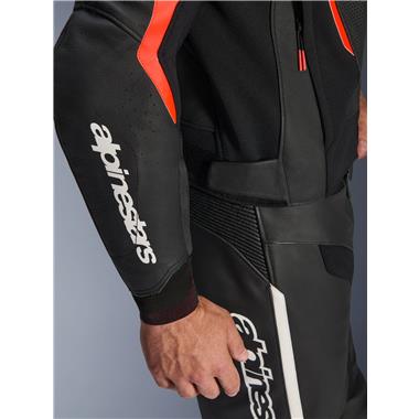GIUBBINO ALPINESTARS PELLE GP FORCE V2 NERO ROSSO FLU