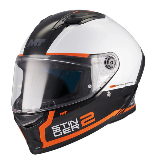 CASCHI INTEGRALE MT FF126 STINGER 2 CORE BIANCO NERO ARANCIO LUCIDO