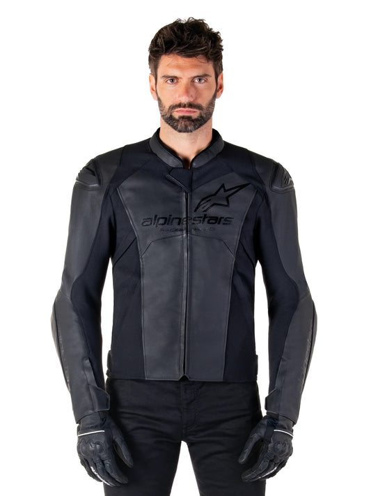 GIUBBINO ALPINESTARS FASTER V3 LEATHER JACKET NERO NERO