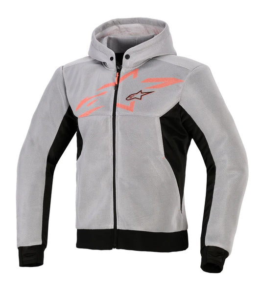 GIUBBINO FELPA ALPINESTARS CHROME SUPERAIRFLOW  HOODIE NERO GRIGIO ROSSO FLU