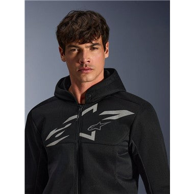 GIUBBINO FELPA ALPINESTARS CHROME SUPERAIRFLOW  HOODIE NERO GRIGIO BIANCO