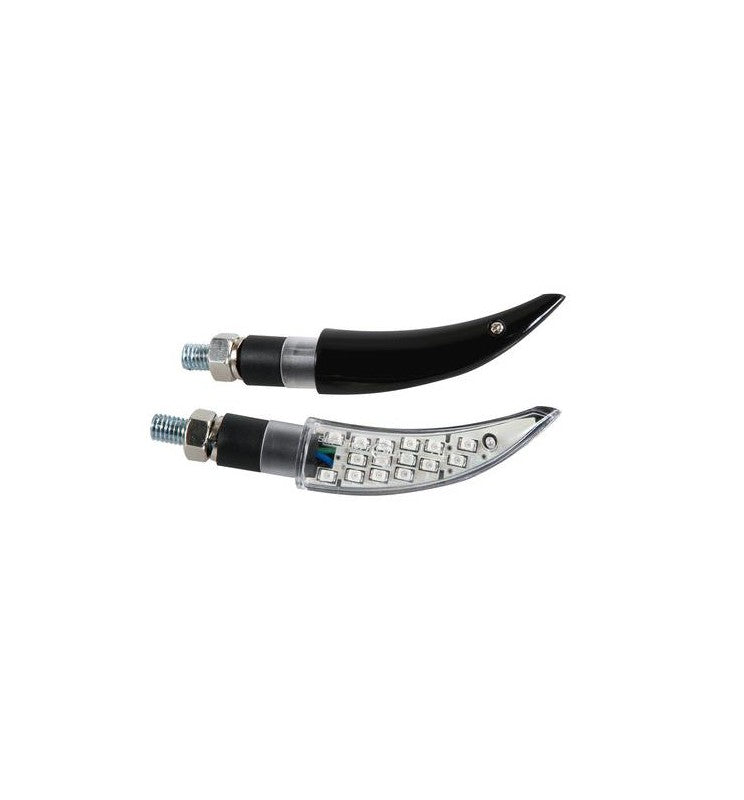 COPPIA FRECCE INDICATORI DIREZIONALI LAMPA NERE MOD KATANA VETRO BIANCO - Della Categoria Freccie Produttore Lampa - A soli €31.65! Acquista ora su dueruoteaccessori.it