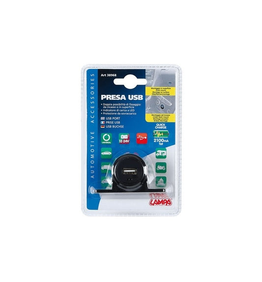 PRESA USB 12-24V DA EASTERNO E INCASSO - Della Categoria Accessori Vari Produttore Lampa - A soli €9.35! Acquista ora su dueruoteaccessori.it